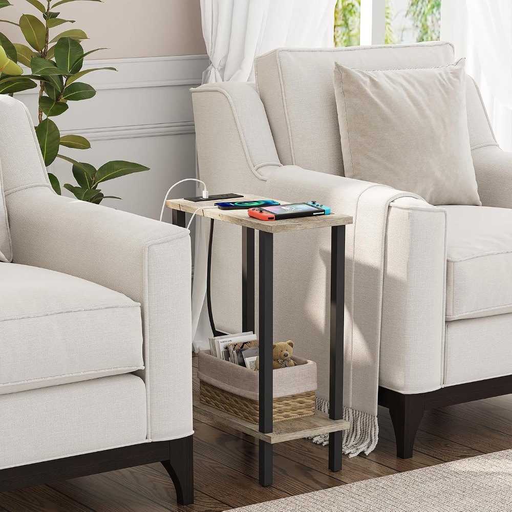 Narrow Side Table, Set of 2, Greige, view 2