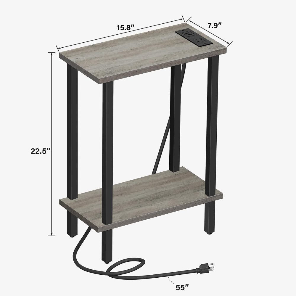 Narrow Side Table, Set of 2, Greige, view 3