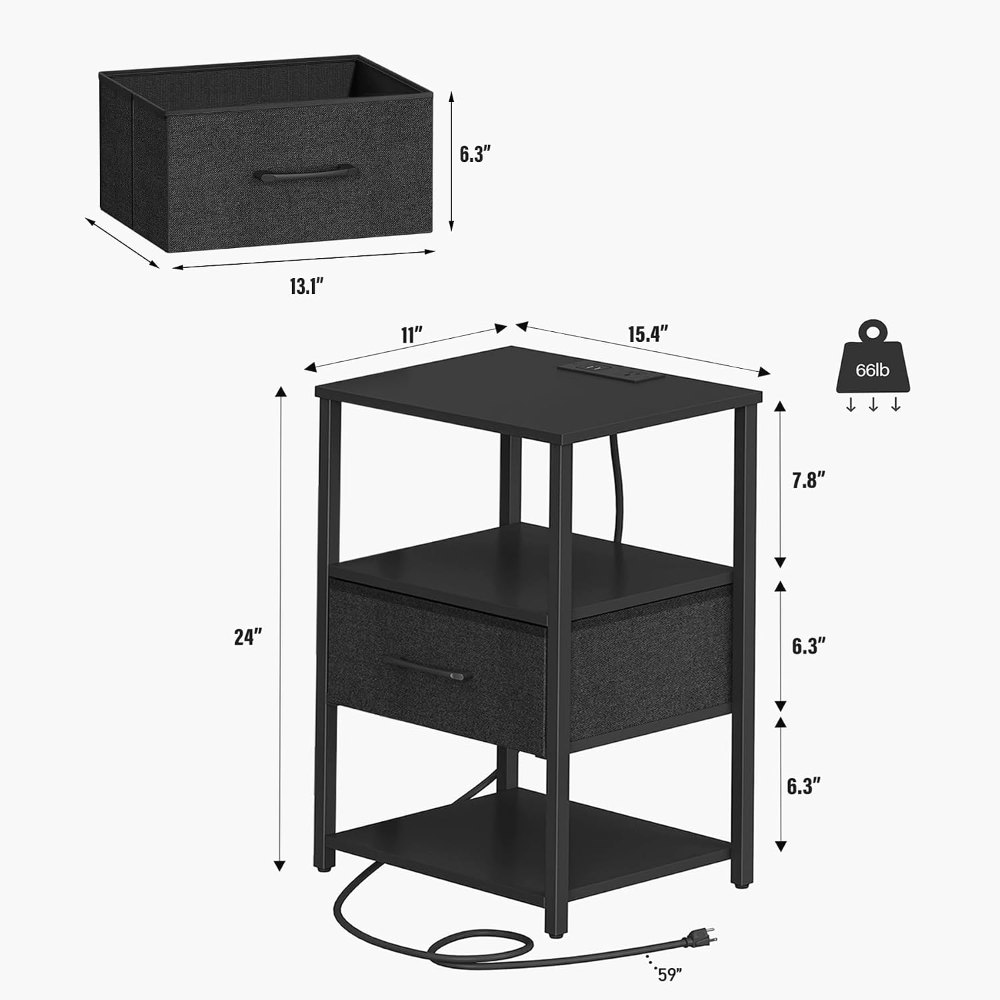 Nightstand, Black, view 3