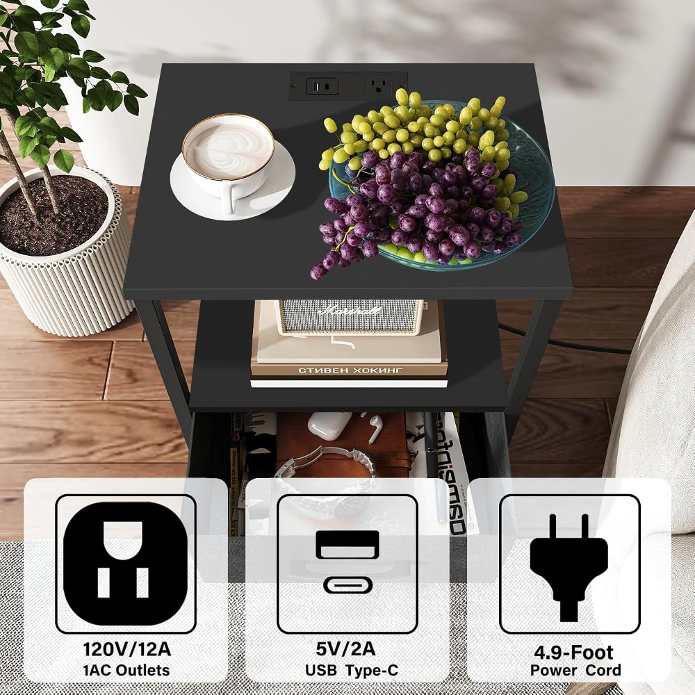 Nightstand, Black, view 6