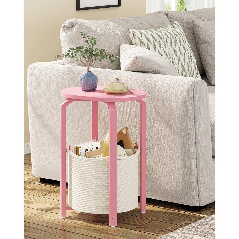 Oval End Tables, Pink, view 2