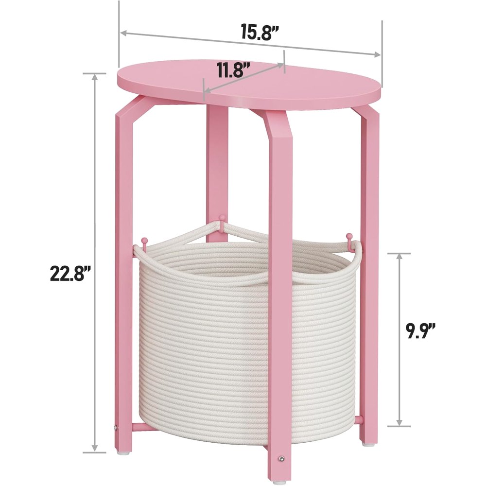 Oval End Tables, Pink, view 3