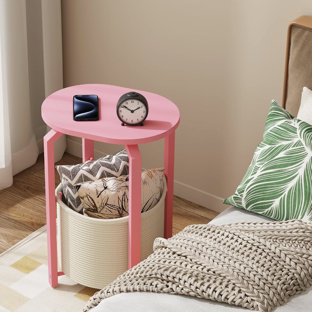 Oval End Tables, Pink, view 4
