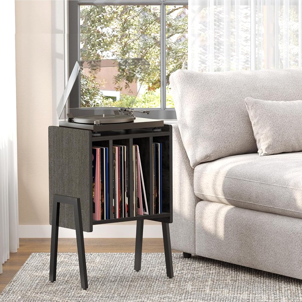 Record Player Stand, Black, view 2