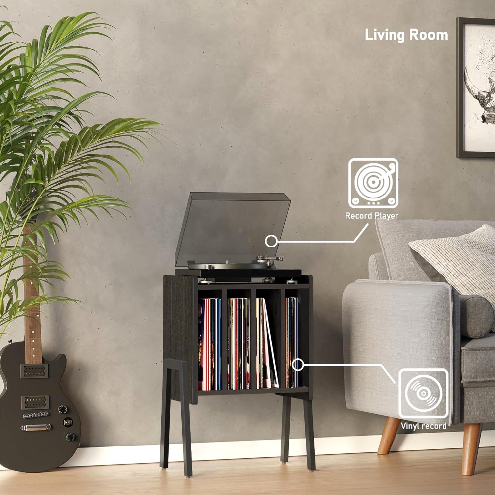 Record Player Stand, Black, view 4