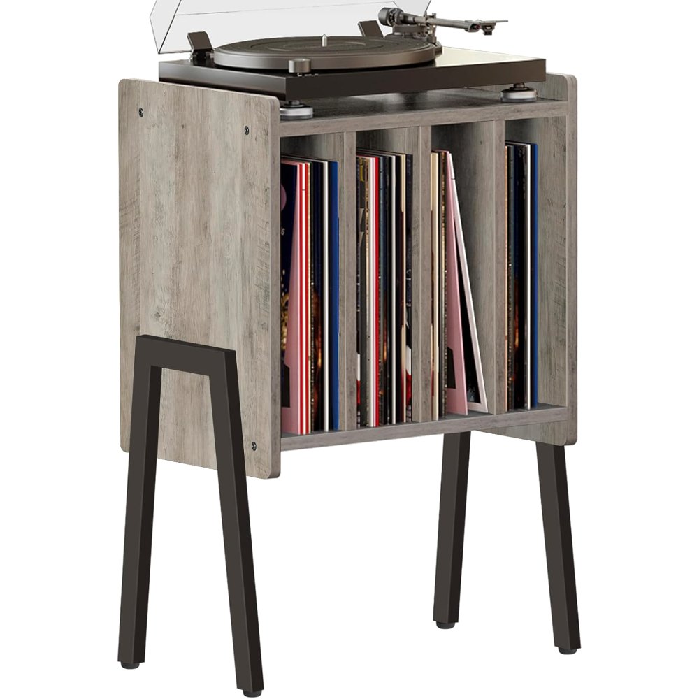 Record Player Stand, Greige, view 7