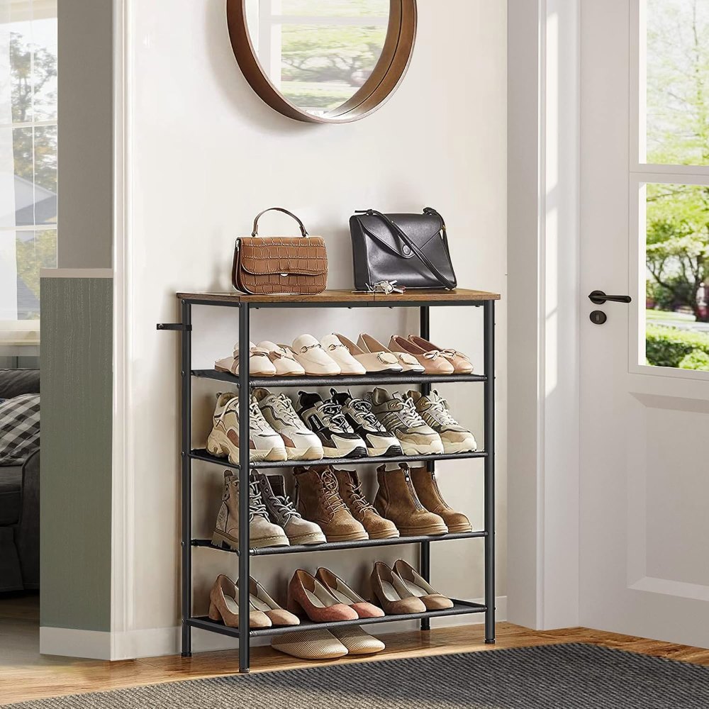 Shoe Rack 5 Tier, Rustic Brown, view 2