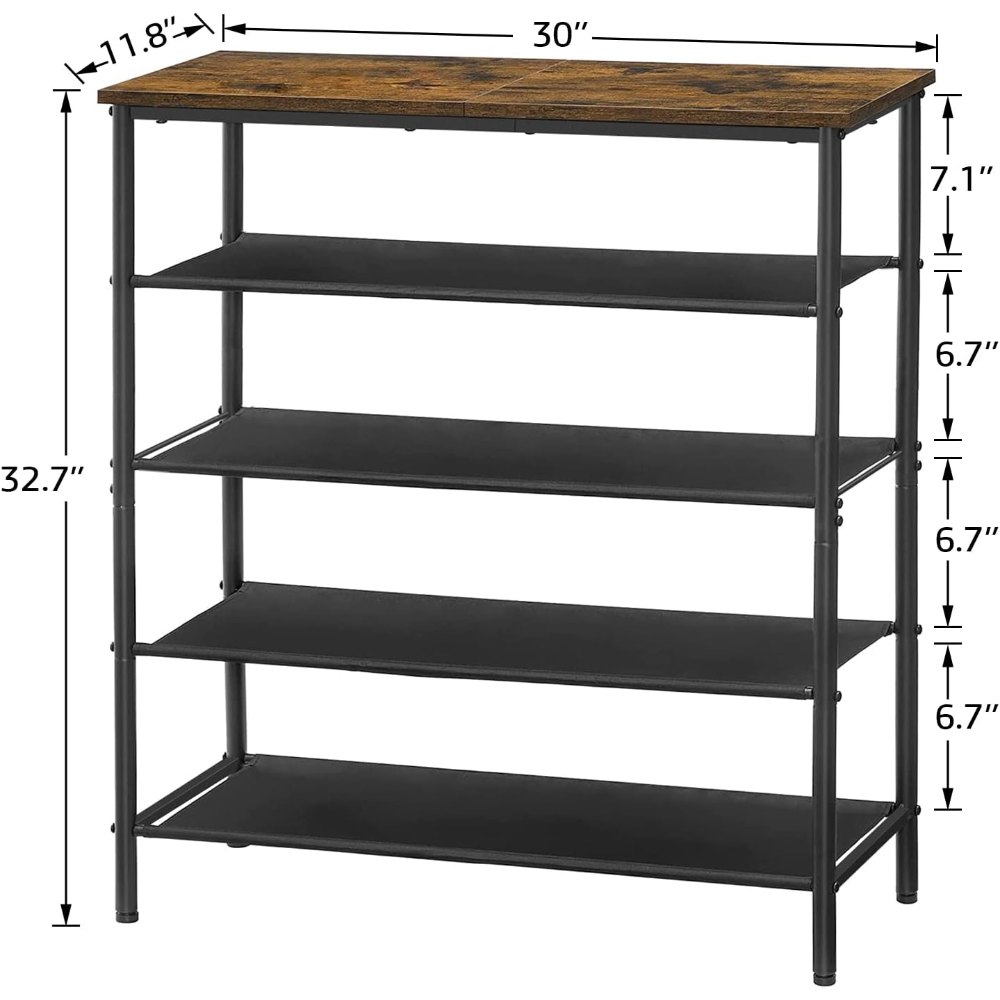 Shoe Rack 5 Tier, Rustic Brown, view 3