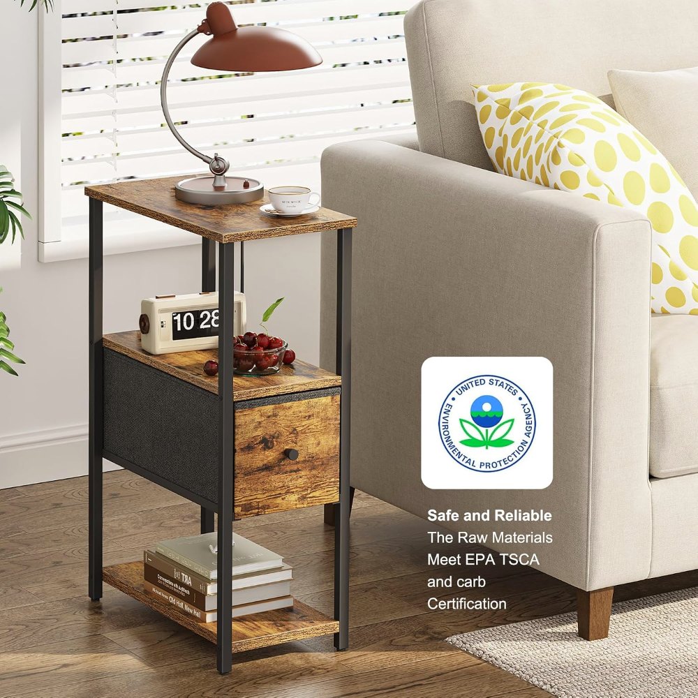 Small Narrow End Table, Brown, 15.8" wide, view 4
