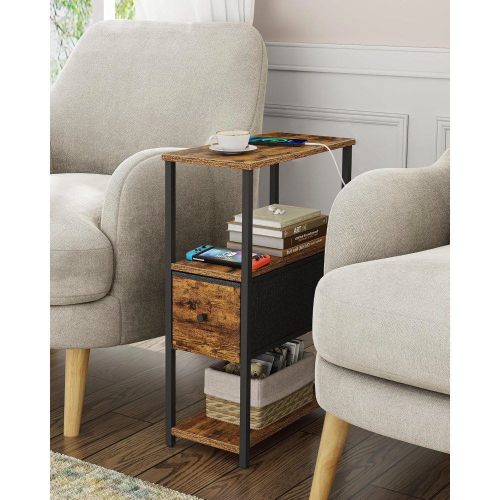 Small Narrow End Table, Brown, 15.8" wide, view 6
