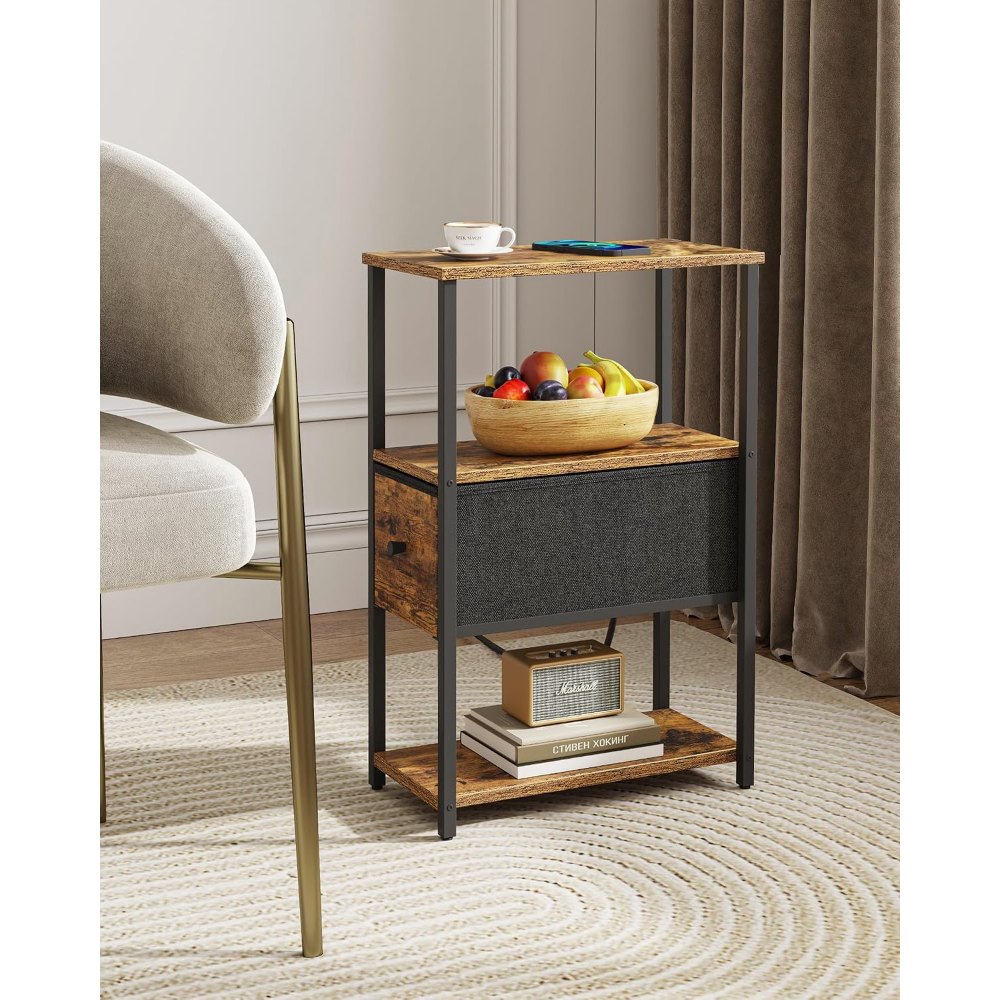 Small Narrow End Table, Brown, 15.8" wide, view 7