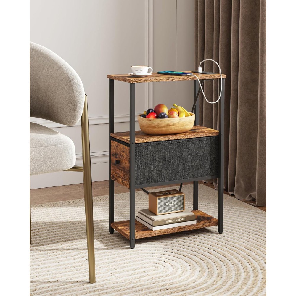 Small Narrow End Table, Set of 2, Brown, view 7