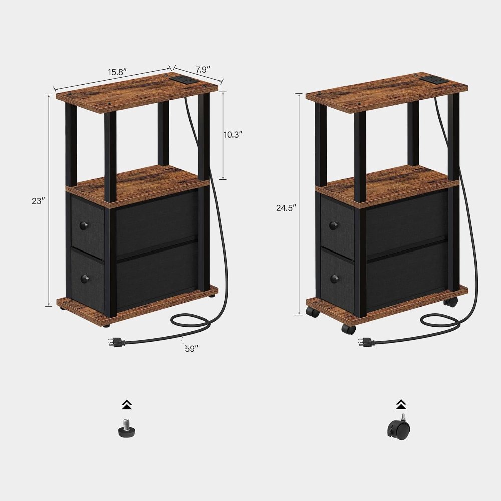 Small Narrow End Tables, Brown, view 3