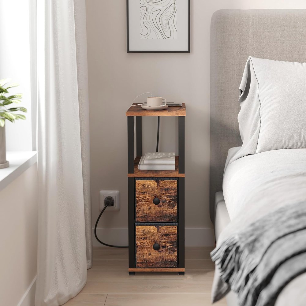 Small Narrow End Tables, Brown and Black, view 5