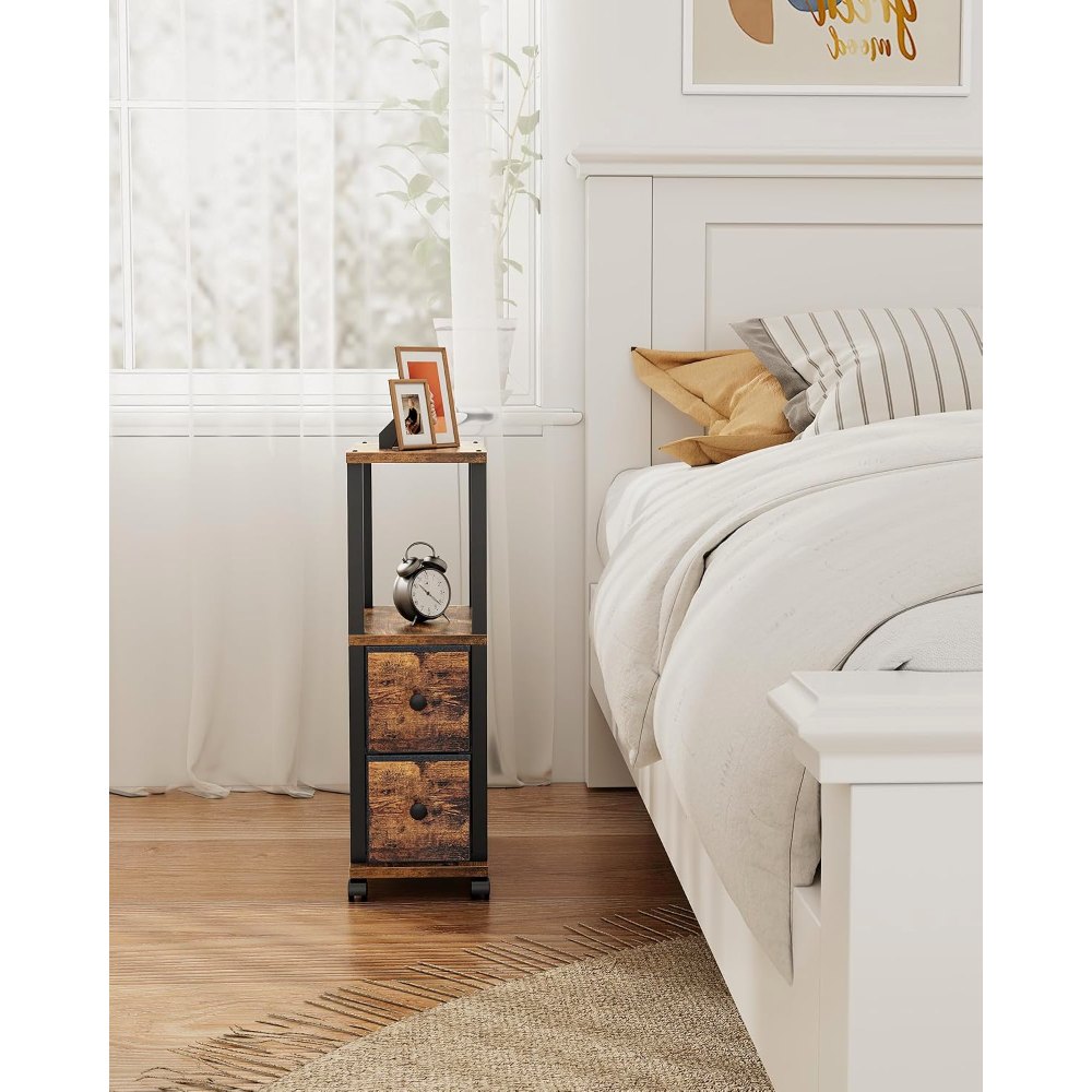 Small Narrow End Tables, Brown and Black, detail 8