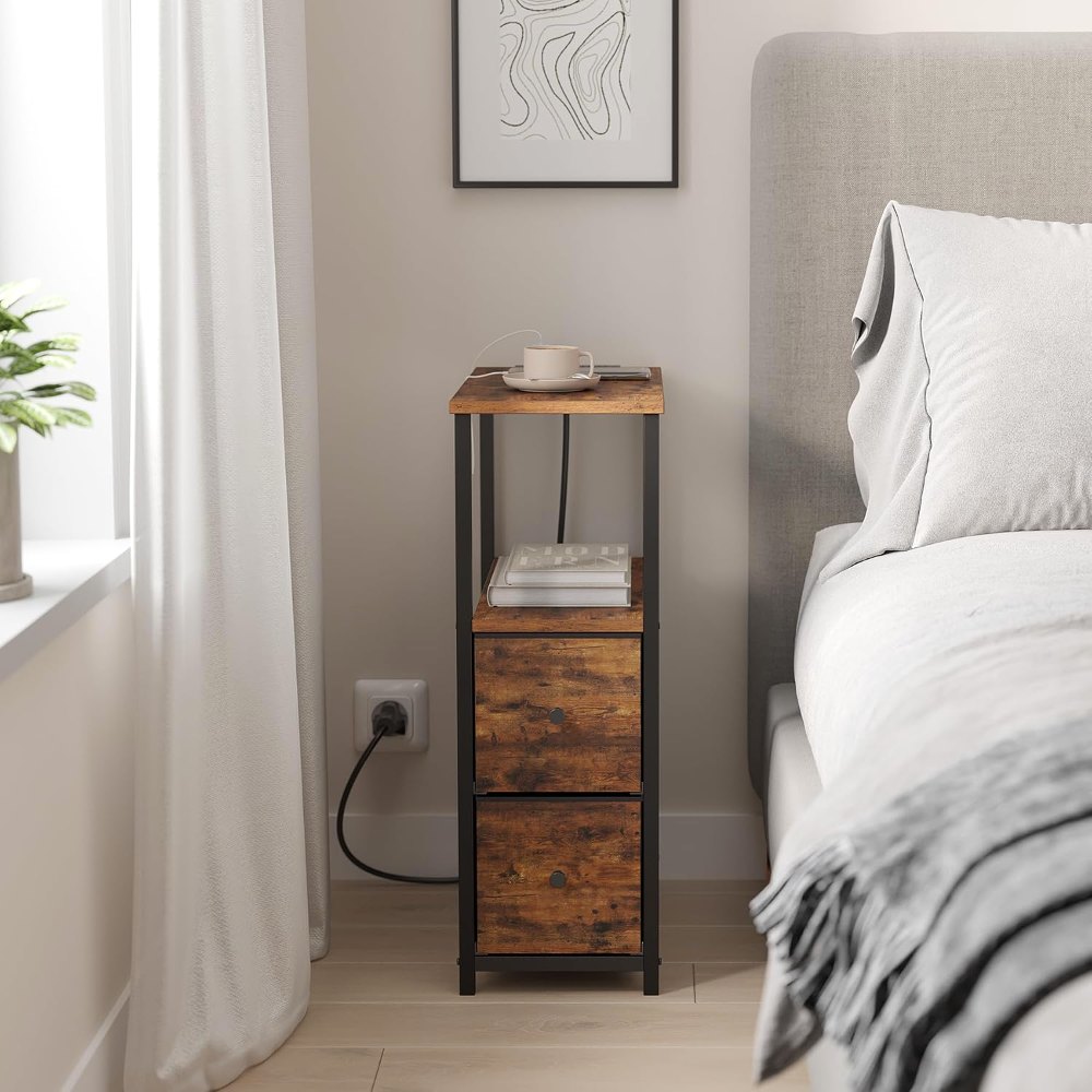 Small Narrow LED End Table, Brown, detail 8