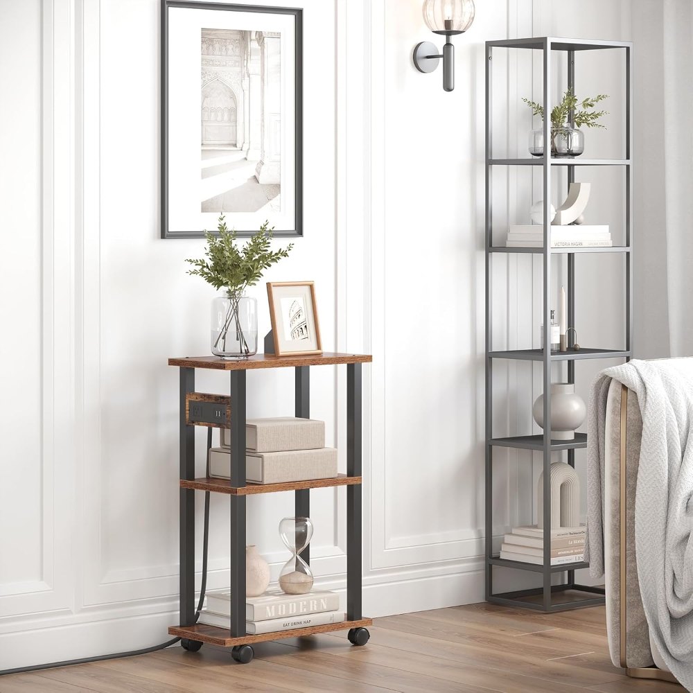 Small Narrow Side Table, Set of 2, Brown, view 7
