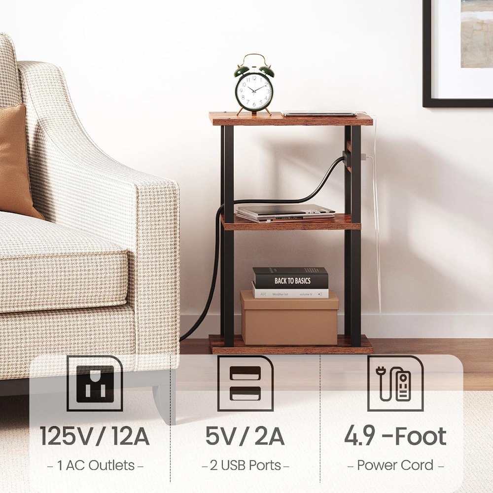 Small Narrow Side Table, Set of 2, Brown, detail 8