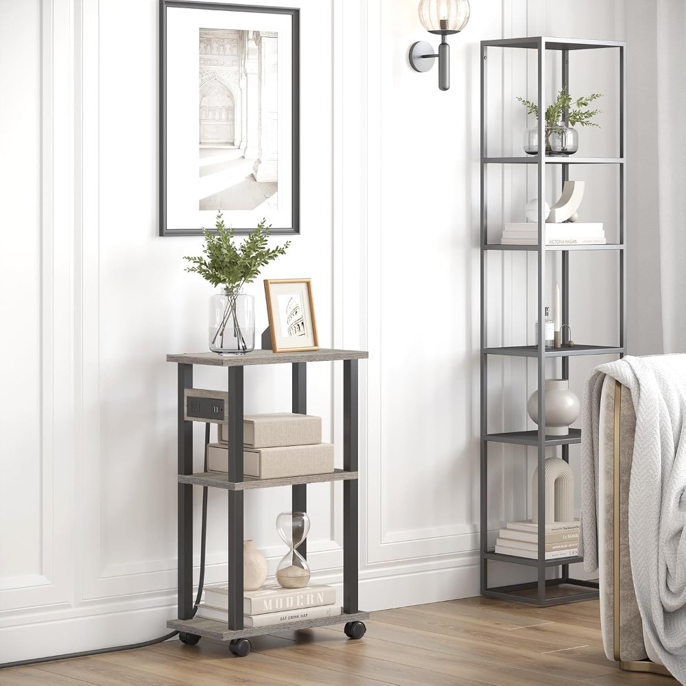 Small Narrow Side Table, Set of 2, Greige, view 2