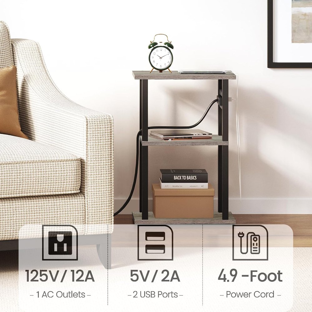 Small Narrow Side Table, Set of 2, Greige, view 5