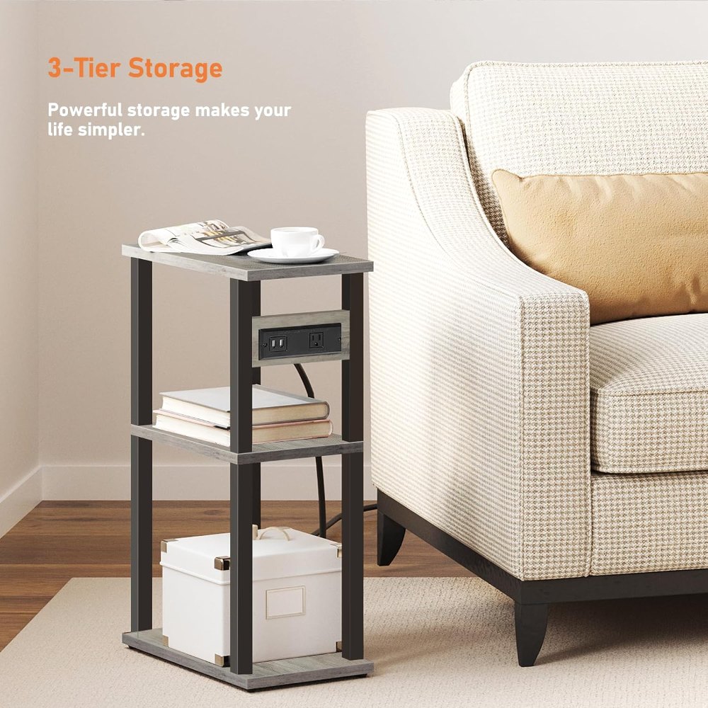 Small Narrow Side Table, Set of 2, Greige, view 6
