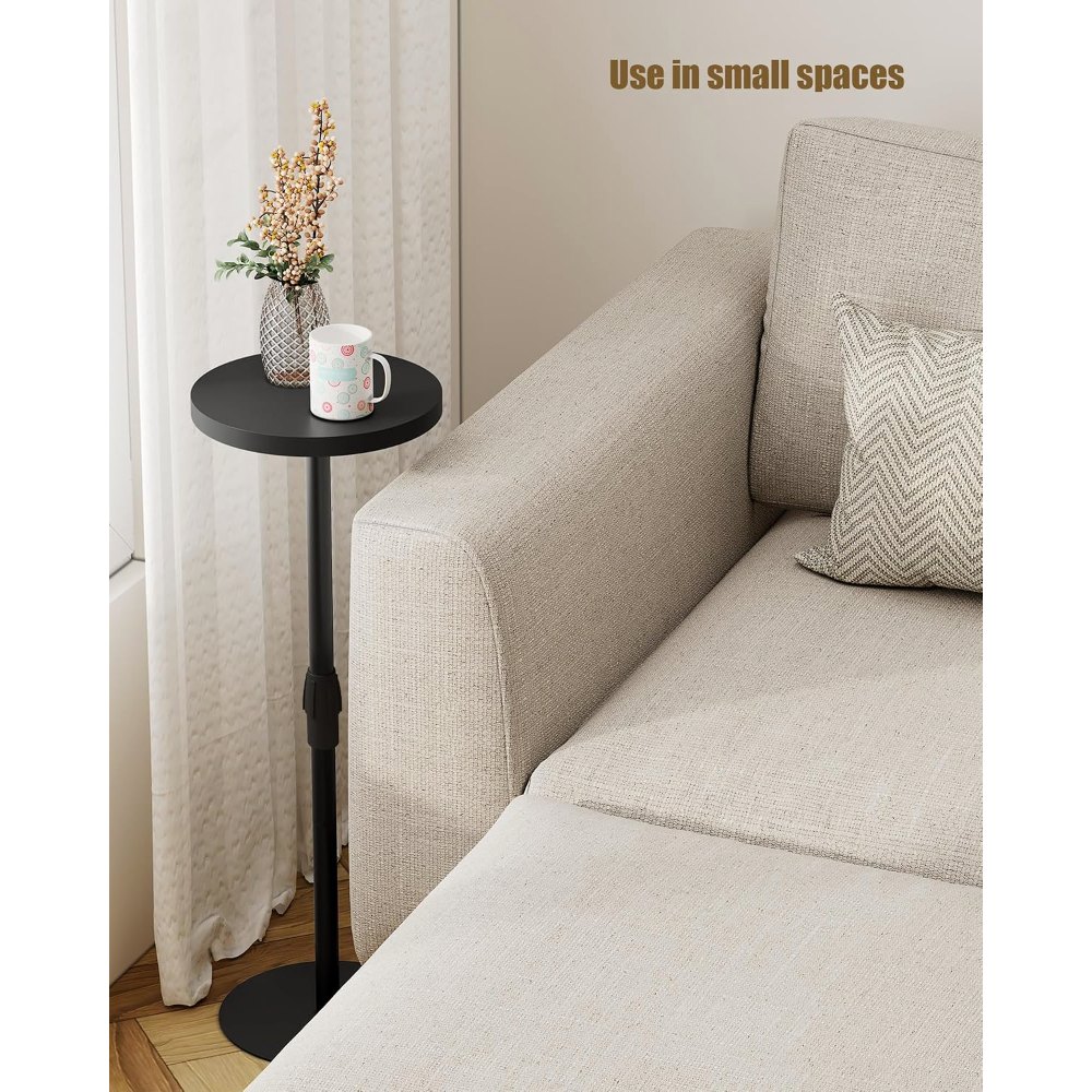 Tall Round Side Table, Black, 10" deep, view 3