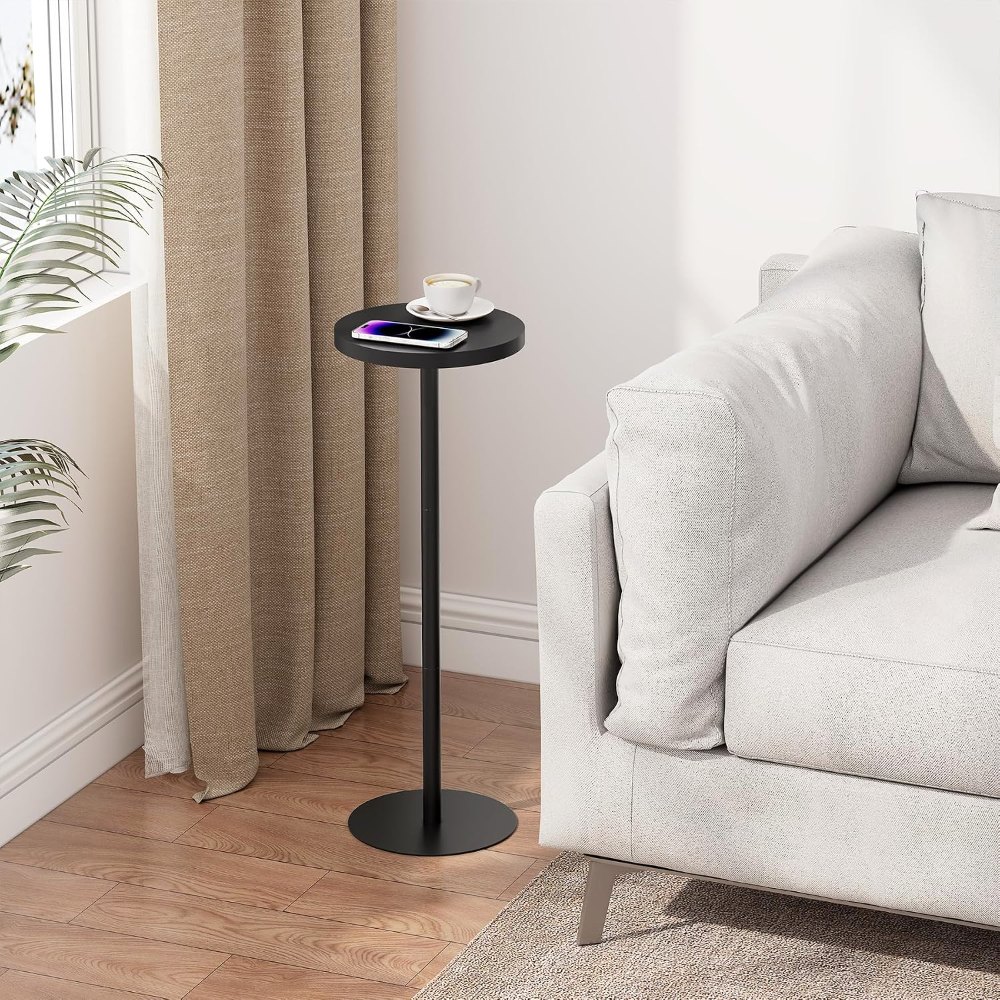 Tall Round Side Table, Black, 10" wide, view 5