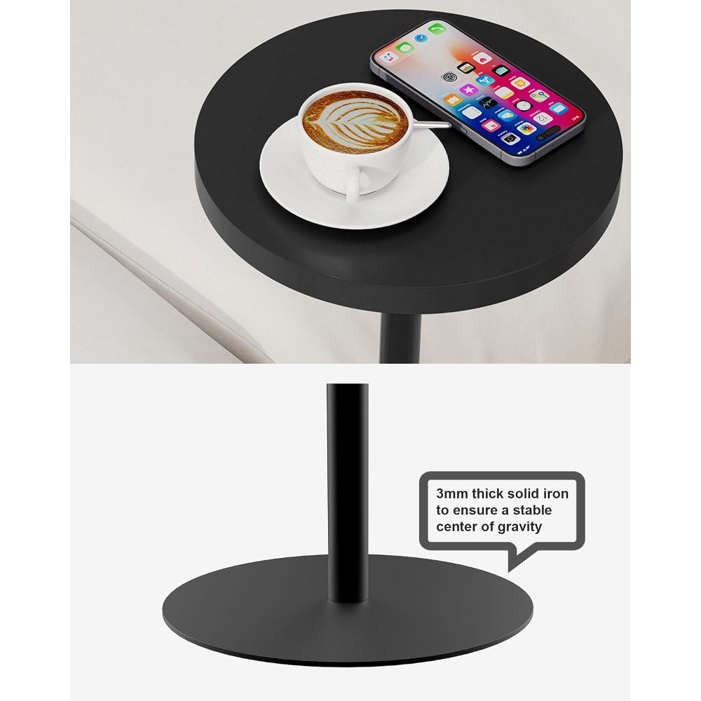 Tall Round Side Table, Black, 10" wide, view 6