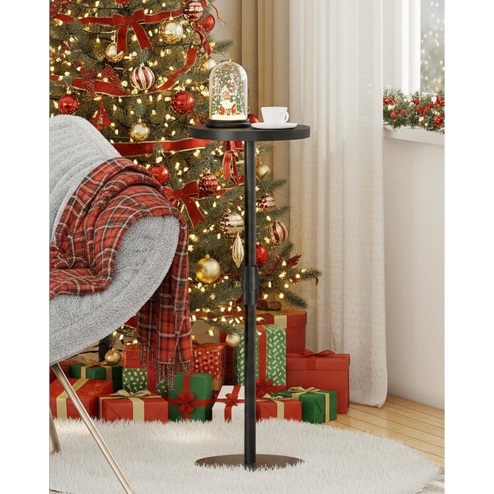 Tall Round Side Table, Black, 27.6" tall, view 2