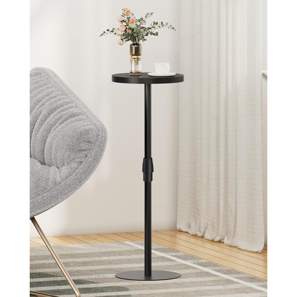 Tall Round Side Table, Black, 27.6" tall, view 5