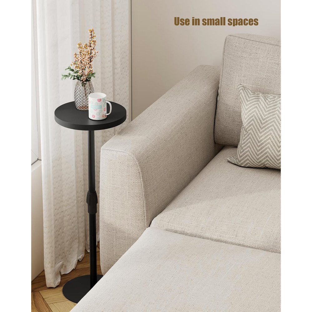 Tall Round Side Table, Black, 27.6" tall, view 7