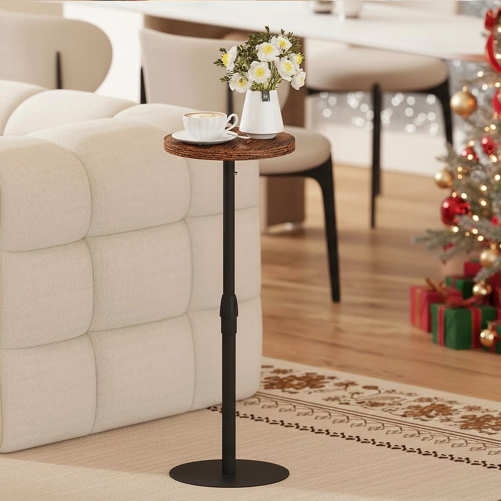 Tall Round Side Table, Brown, 10" deep, view 4