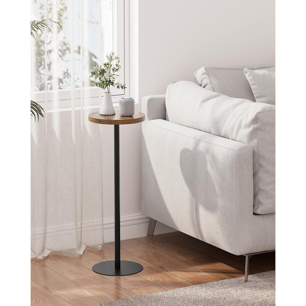 Tall Round Side Table, Brown, 10" wide, view 8
