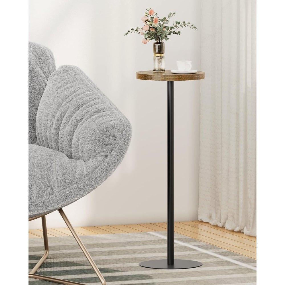 Tall Round Side Table, Brown, 27.5" tall, view 4