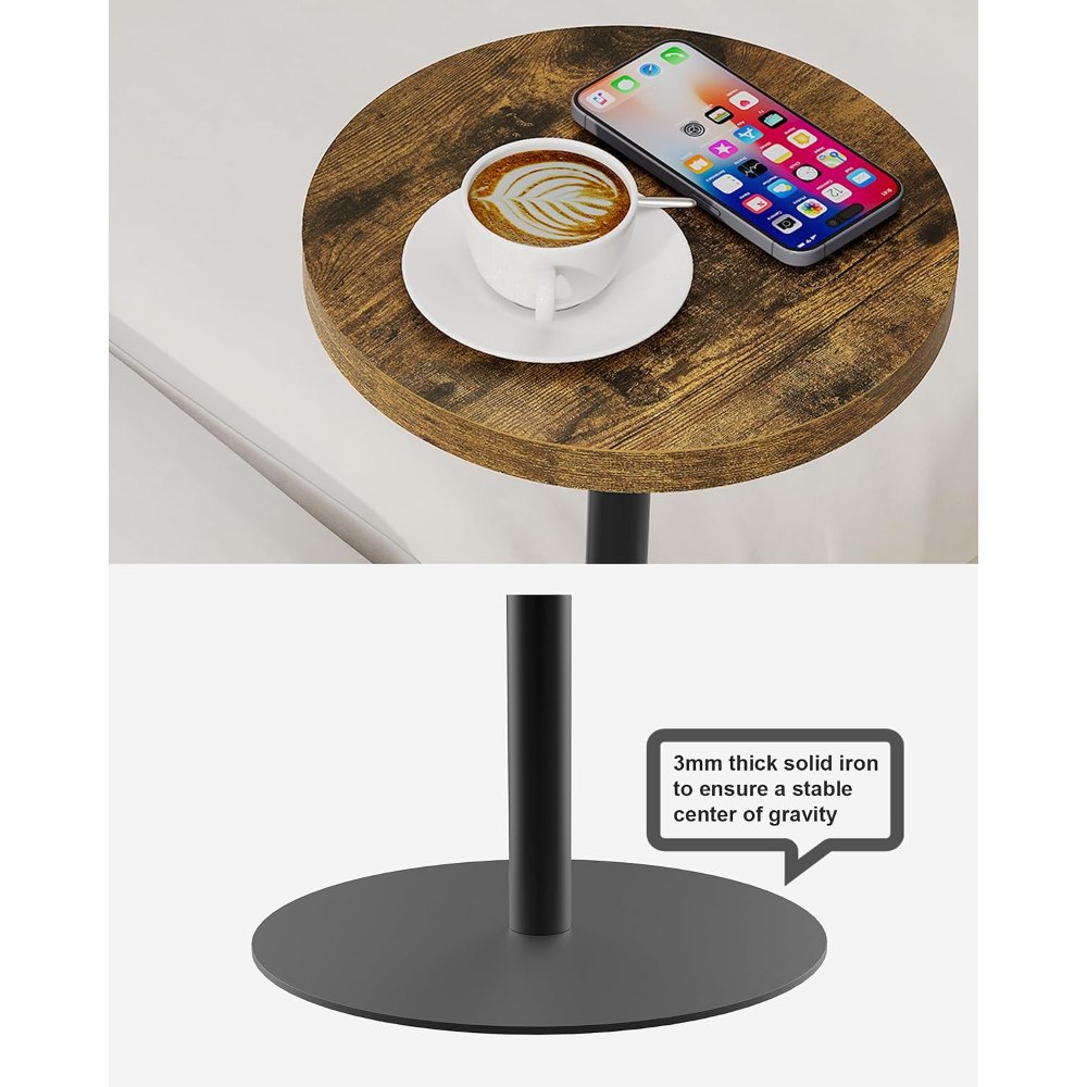Tall Round Side Table, Brown, 27.5" tall, view 6