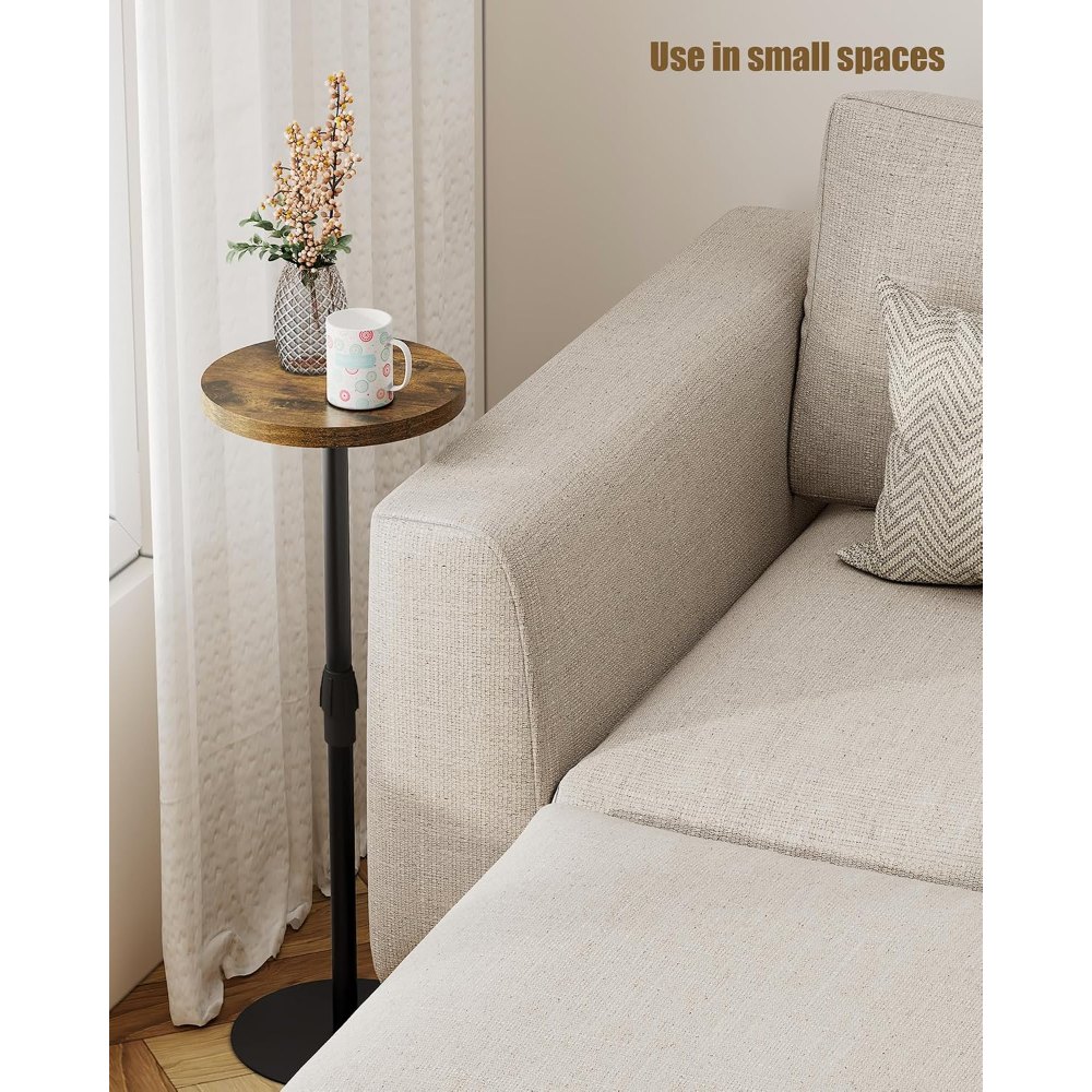 Tall Round Side Table, Brown, 27.6" tall, view 5