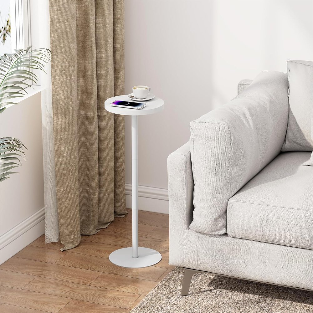 Tall Round Side Table, White, detail 8