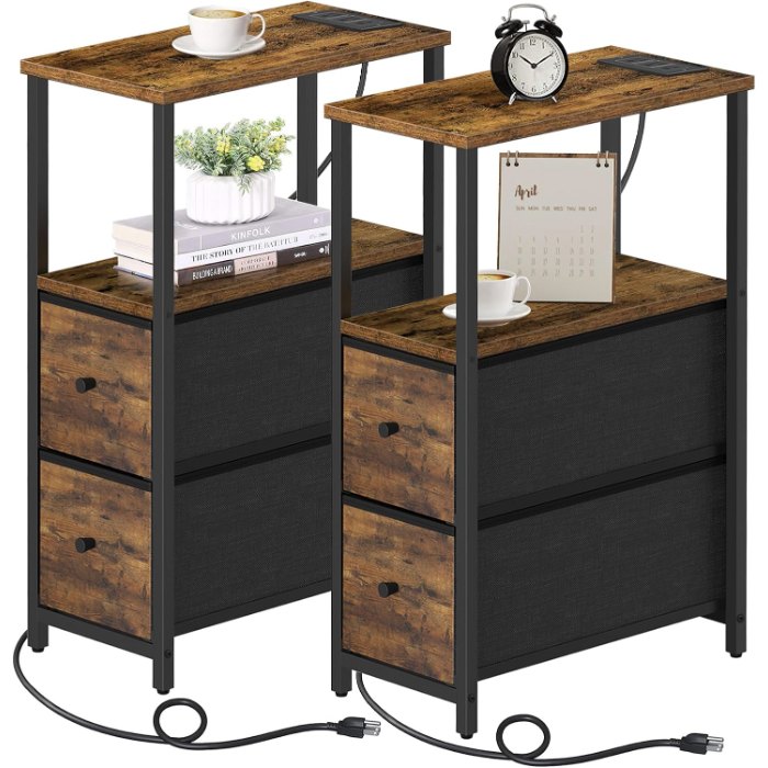 Narrow End Table, Brown
