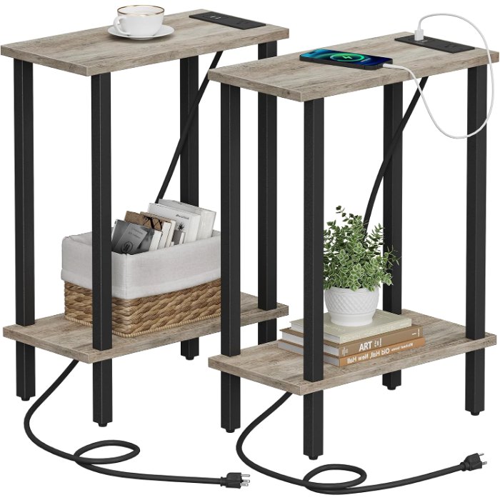 Narrow Side Table, Set of 2, Greige