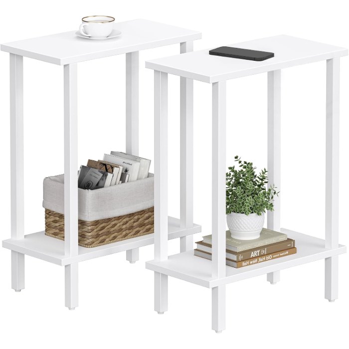 Narrow Side Table, White
