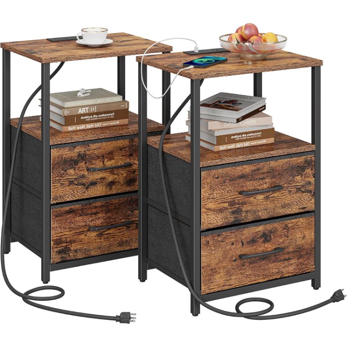 Nightstands, Set of 2, Brown