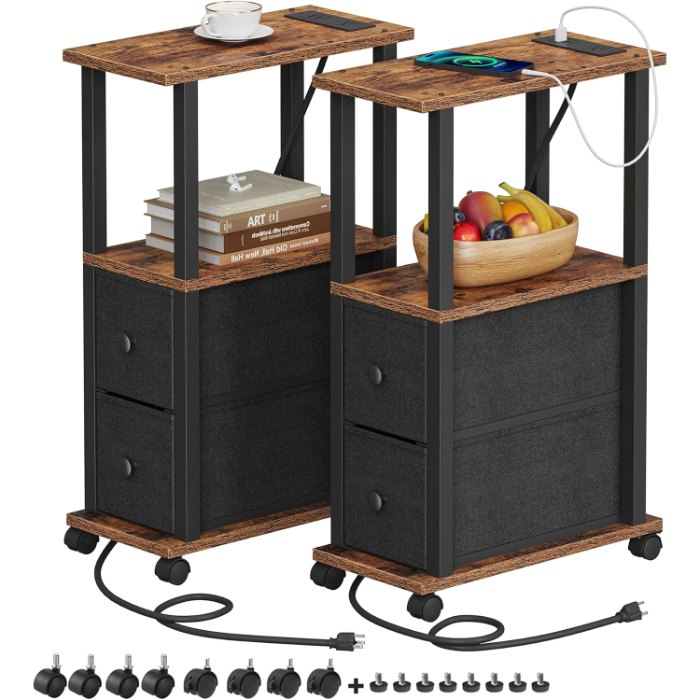 Small Narrow End Tables, Brown