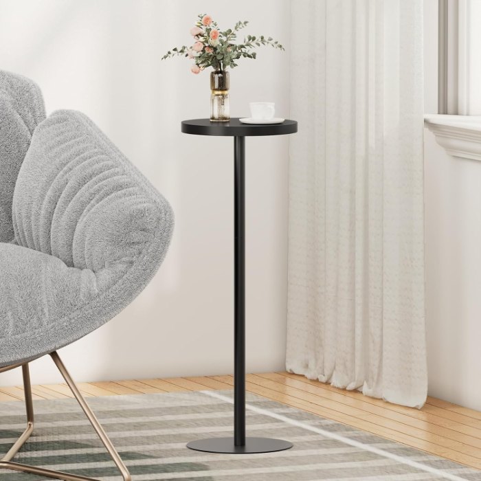 Tall Round Side Table, Black, 10" wide