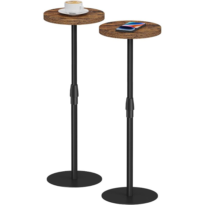 Tall Round Side Table, Brown, 10" deep