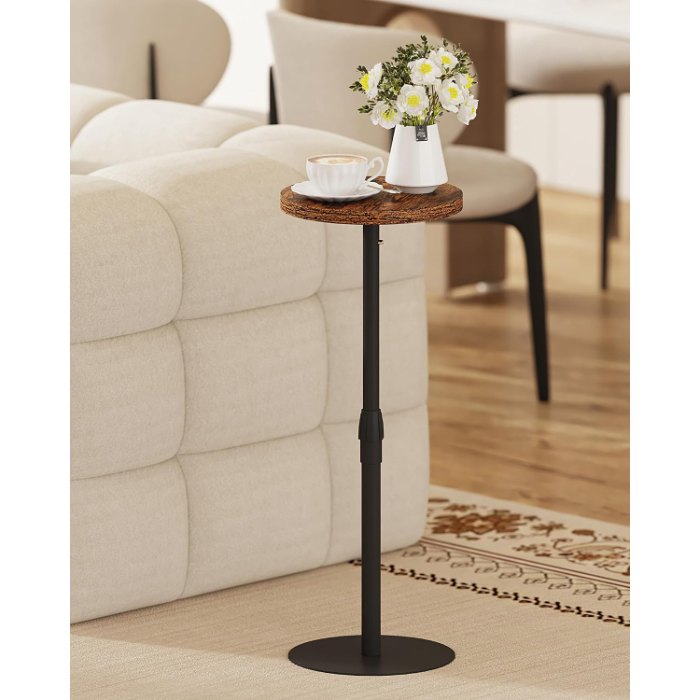 Tall Round Side Table, Brown, 27.6" tall